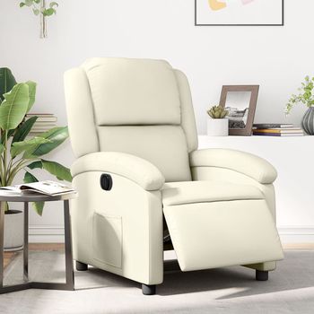 vidaXL Sillón reclinable eléctrico de cuero sintético crema