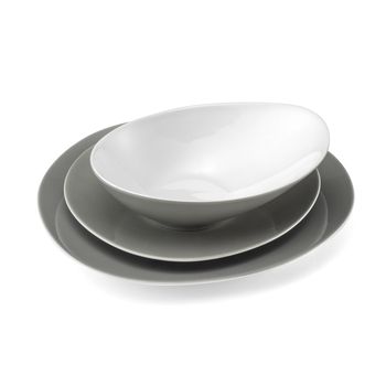 Vajilla de 18 piezas porcelena gris