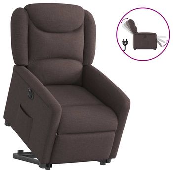 vidaXL Sillón eléctrico reclinable elevable de tela marrón oscuro