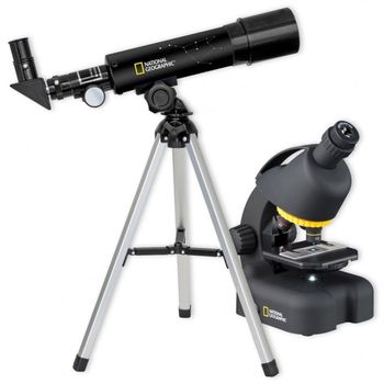 National Geographic Set Telescopio Refractor Compacto + Microscopio con Soporte para Smartphone