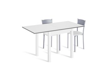 Conjunto mesa libro galante (65-130)x65 bco/bco + 2 sillas asiento bco