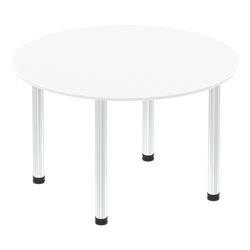 Impulse 1200mm Round Table White Top Chrome Post Leg