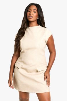 Vestido Plus Mini Estructurado, Beige