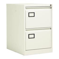 Bisley 2 Drawer Contract Steel Filing Cabinet - Chalk - AOC2WHT