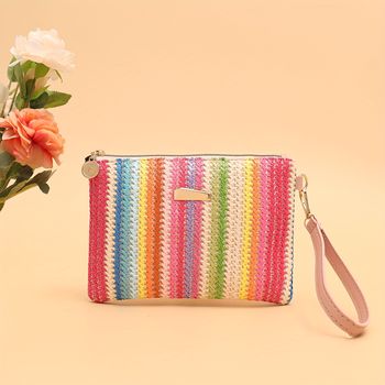 Mini bolso de mano bordado con ondas multicolores, con correa desmontable, bolso de mano informal de moda, para teléfono, pintalabios, llaves, esencial para viajes y desplazamientos.