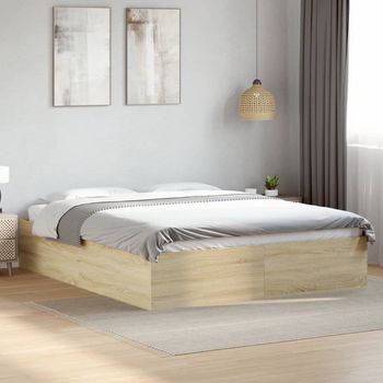 vidaXL Estructura de cama madera de ingeniería roble Sonoma 150x200 cm