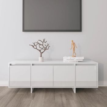 vidaXL Mueble de TV madera contrachapada blanco brillo 120x30x40,5 cm