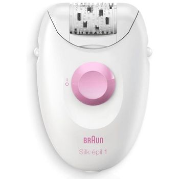 Braun Silk-épil 1 1-010 Depiladora Eléctrica con Cable Blanca/Rosa