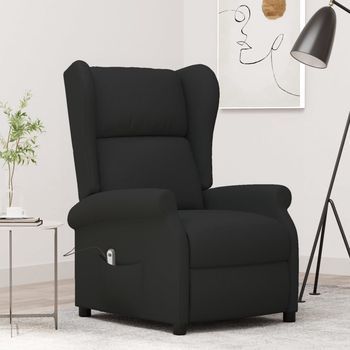 vidaXL Sillón orejero reclinable eléctrico tela negro