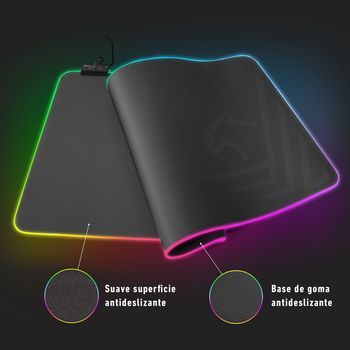 Alfombrilla De Raton Ordenador Gaming Phoenix Mylus 90Cm Flexible Con Borde Led Rgb Extendida / Resitente A Liquidos