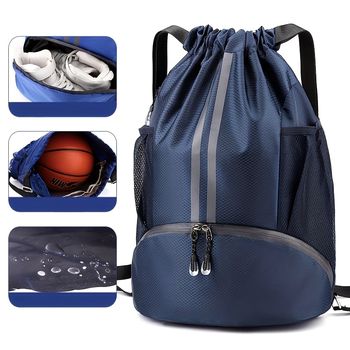 Bolsa De Baloncesto De Natación Con Almacenamiento De Separación Seca Y Húmeda, Mochila Deportiva De Entrenamiento Y Fitness Con Cordón Y Compartimento Para Zapatos