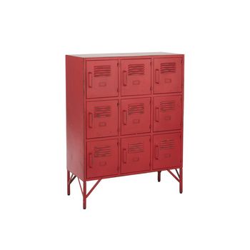 Armario 9 puertas en metal rojo - l86cm