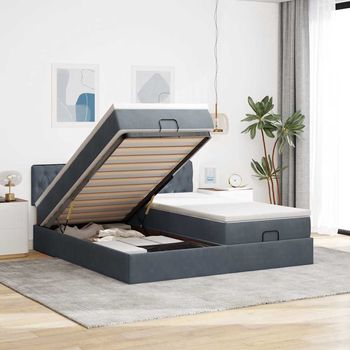 vidaXL Estructura cama otomana colchones terciopelo gris oscuro