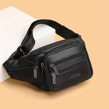 Bolso De Bandolera De Cuero Genuino, Bolso Cruzado Multifuncional De Piel De Vaca, Bolso De Cintura Deportivo Casual