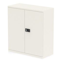 Qube by Bisley Stationery 1000mm 2-Door Cupboard White With Shelf