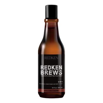 Brews 3 in 1 - 300 ml - Redken - Champú, acondicionador y gel de cuerpo para hombre.