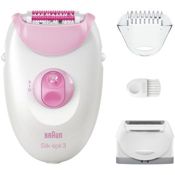 Braun Silk-épil Serie 3 SE3-031 Depiladora Eléctrica con Cabezales Recargable Rosa