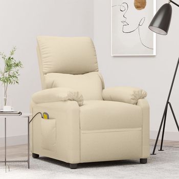 vidaXL Sillón de masaje de tela color crema