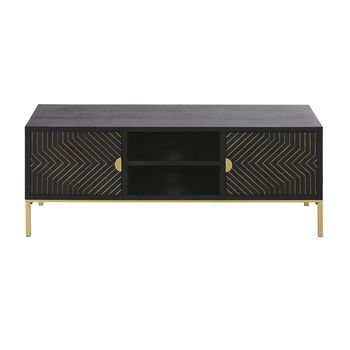 Mueble de TV con 2 puertas en negro mate