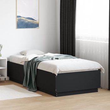 vidaXL Estructura de cama madera de ingeniería negra 90x200 cm