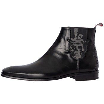 Jeffery-West Botas Botines Chelsea de piel pulida con calavera para hombre