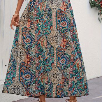 Falda De Cintura Alta Estampada Paisley, Vestido Elegante De Línea Midi Para Vacaciones, Ropa De Mujer