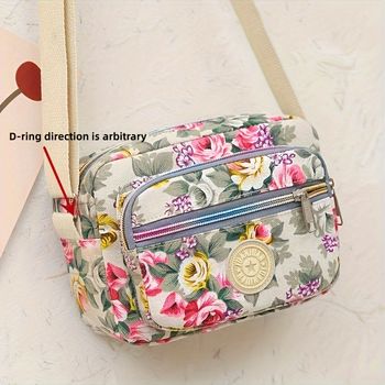 Bolso de hombro con estampado de flores vintage, bolso cruzado clásico con cremallera, bolso de teléfono para mujer