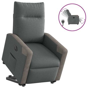 vidaXL Sillón eléctrico reclinable elevable de tela gris oscuro