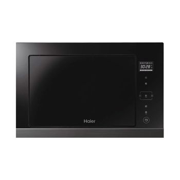 Microondas Integrable - Haier HOR38G5F, Grill, 900 W, 28 Litros, Recetas Automáticas, Negro