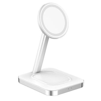 Force Power F150371 Soporte Cargador de Inducción 3 En 1 Compatible con Magsafe 15W Blanco