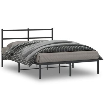 vidaXL Estructura cama sin colchón con cabecero metal negro 135x190 cm