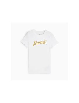 Camiseta puma essentials+ script metallic g niña blanco/dorado