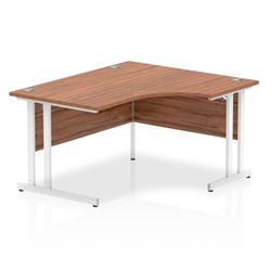 Impulse 1400mm Right Crescent Desk Walnut Top White Cantilever Leg