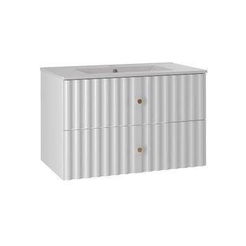 Mueble lavabo encastrado estratificado blanco