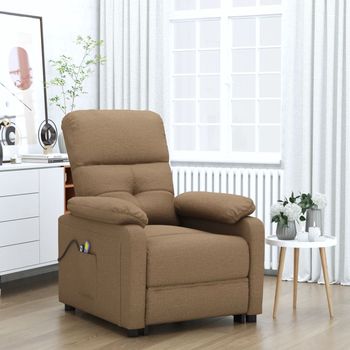 vidaXL Sillón de masaje eléctrico tela marrón