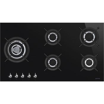 Smeg PV395LCN Placa de Gas 5 Zonas 90cm Negra