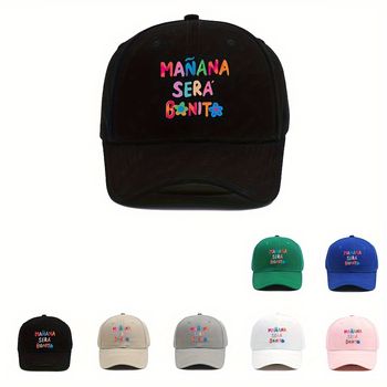 Gorra De Béisbol Con Eslogan Colorido En Español. Mañana Será Hermoso. Gorras Ajustables Con Visera Personalizadas Y Sombreros De Protección Solar Para Mujeres.