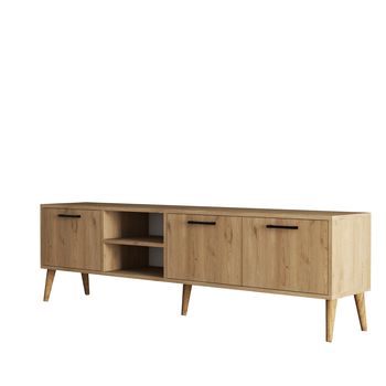 Mueble de tv 2 nichos 3 puertas l180 cm marrón