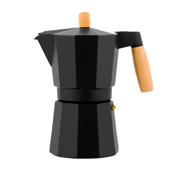 Cafetera Italiana - Bra Market, 9 Tazas, 425 ml, Madera de haya natural