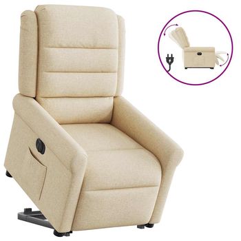 vidaXL Sillón eléctrico reclinable elevable de tela color crema