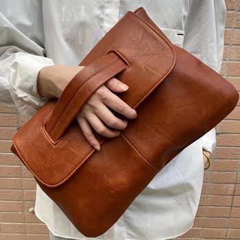 Bolso De Mano Retro Clásico De Color Sólido, Billetera De Embrague Con Gran Capacidad, Monedero Texturizado, Bolso De Mano De Moda Para Mujeres