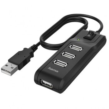 Hama Hub 4 Puertos USB 2.0 con Interruptor Negro