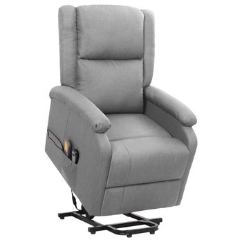 vidaXL Sillón de masaje elevable tela gris claro