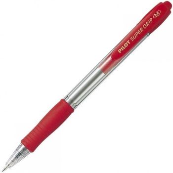 Pilot Super Grip M Caja 12 Bolígrafos Retráctiles Tinta de Aceite Roja