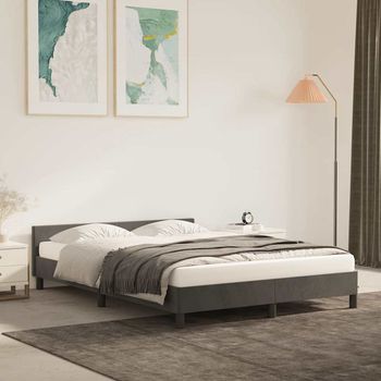 vidaXL Estructura de cama sin colchón terciopelo gris oscuro 140x200cm