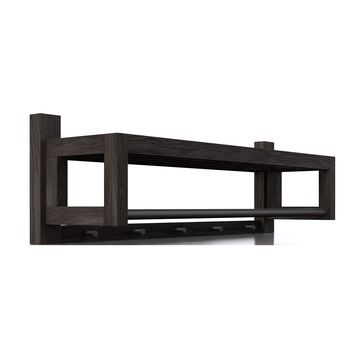 Perchero de pared bo con 6 ganchos, roble negro y metal negro