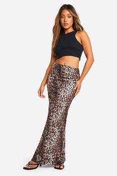 Falda Petite Maxi De Tela Jersey Con Estampado De Leopardo, Multi