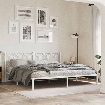 vidaXL Estructura cama sin colchón con cabecero metal blanco 200x200cm