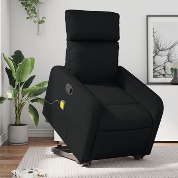 vidaXL Sillón reclinable de masaje de pie cuero artificial negro