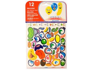 Balloons 20185 - Globos + pegatinas, bolsa de 12 unidades, colores surtidos